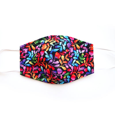 Rainbow Vines, black, 100% Cotton Basic Face Mask (no nose wire, no pocket)