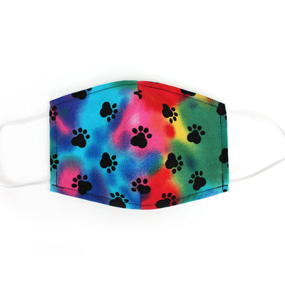 Rainbow Dog Paw Prints, 100% Cotton Basic Face Mask (no nose wire, no pocket)