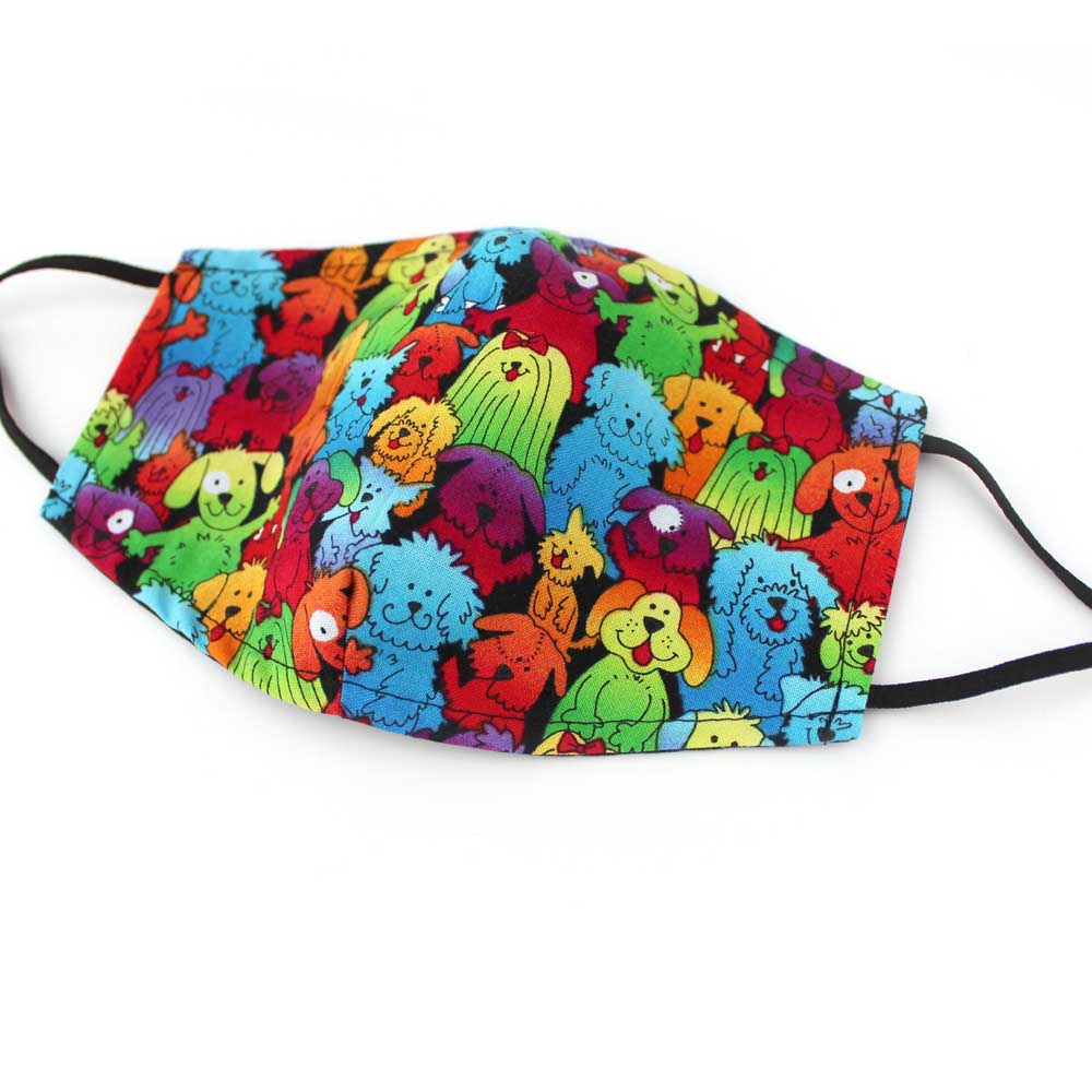 Rainbow Dogs, 100% Cotton Basic Face Mask (no nose wire, no pocket)