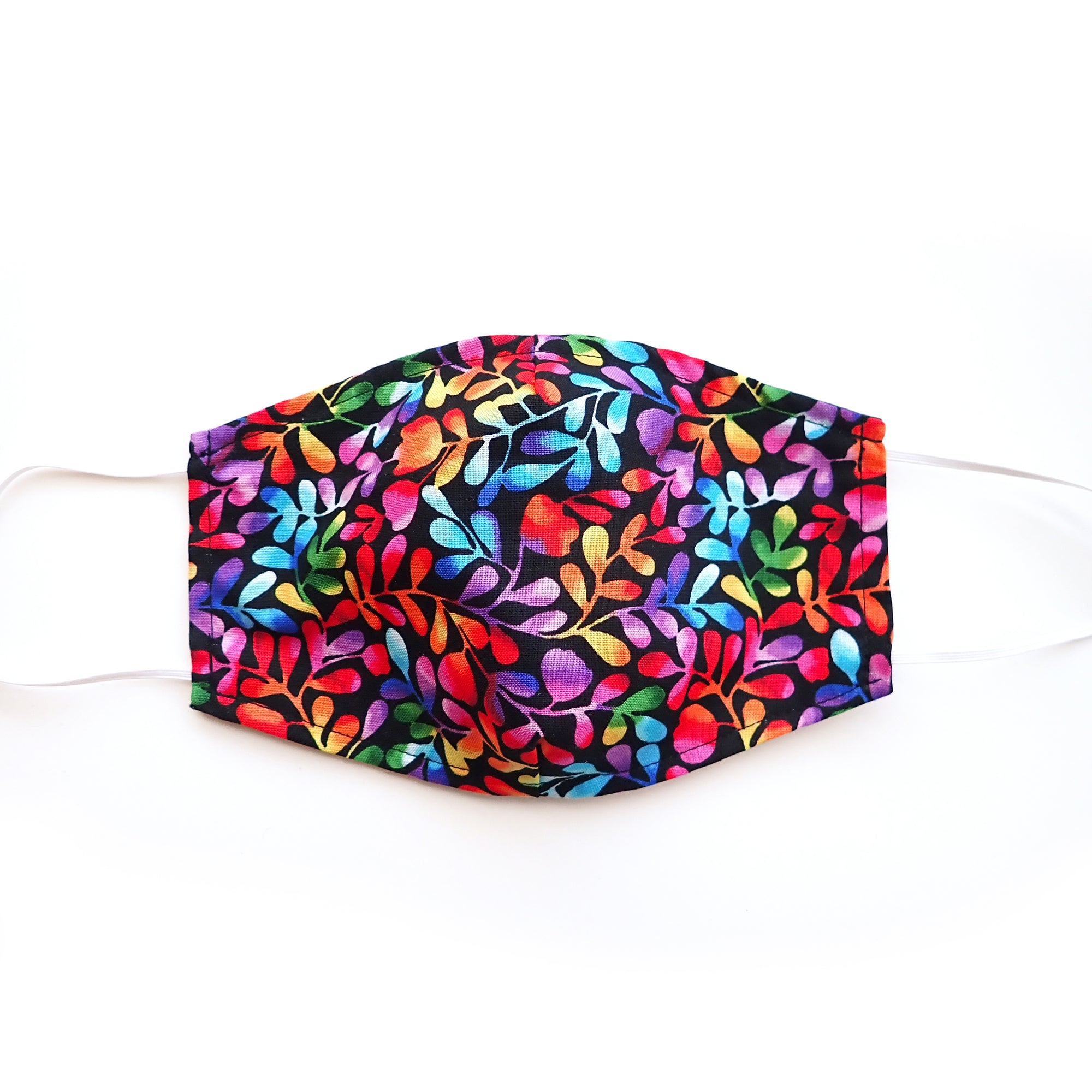 Rainbow Vines, black, 100% Cotton Basic Face Mask (no nose wire, no pocket)