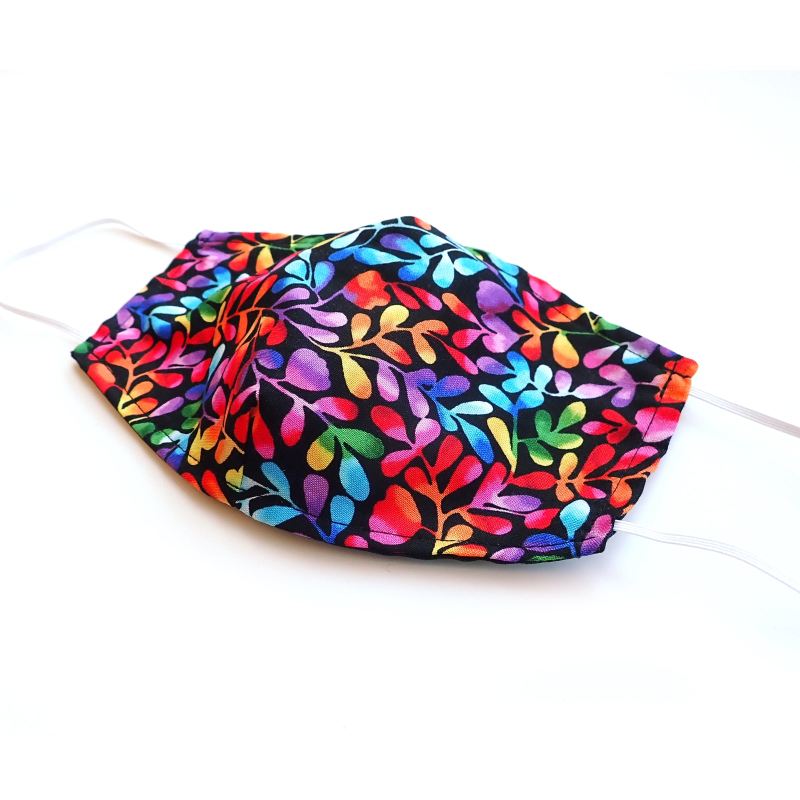 Rainbow Vines, black, 100% Cotton Basic Face Mask (no nose wire, no pocket)