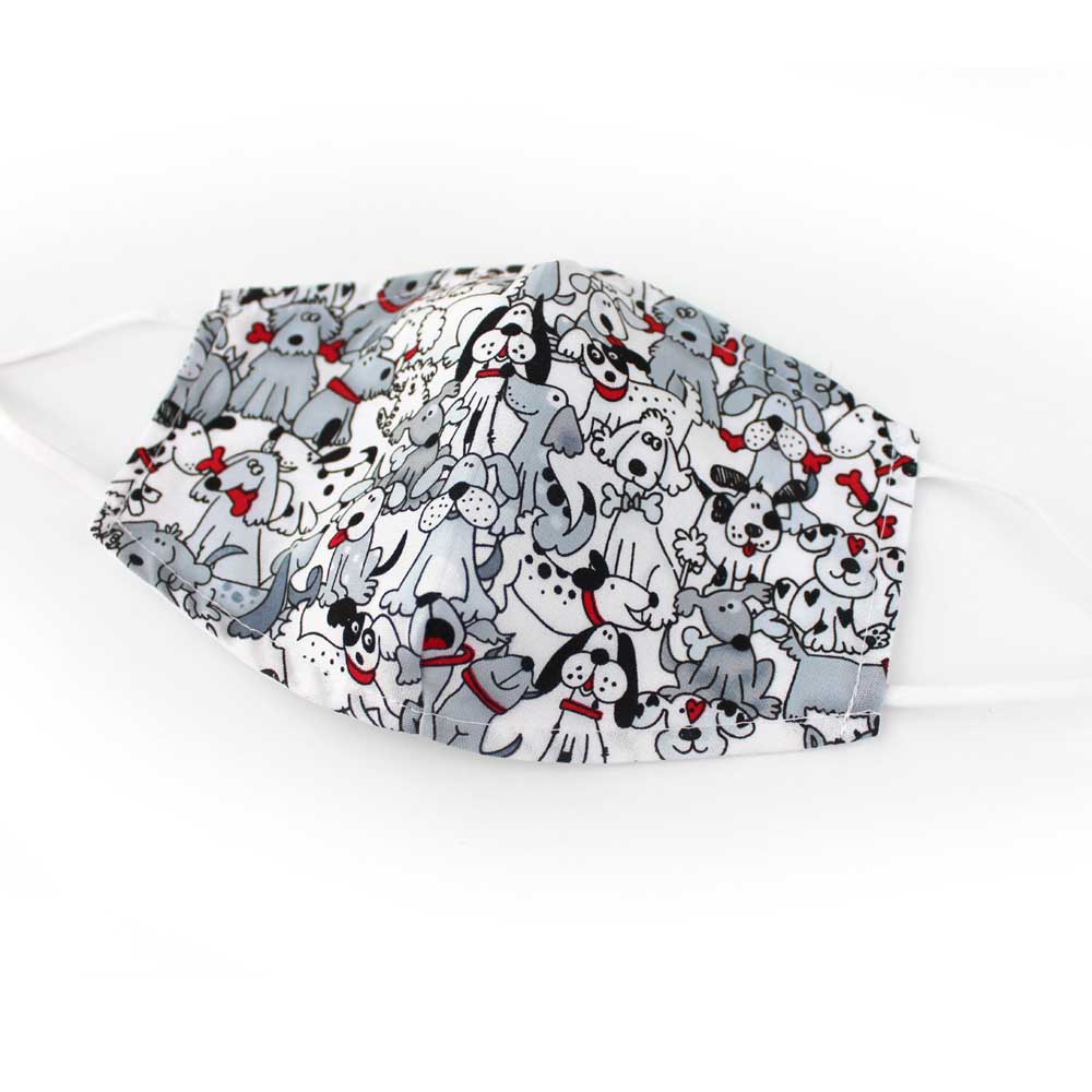 Cute Dogs, Gray, 100% Cotton Basic Face Mask (no nose wire, no pocket)