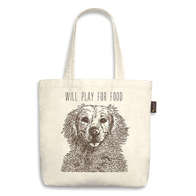 Retriever Tote Bag "will play for food"