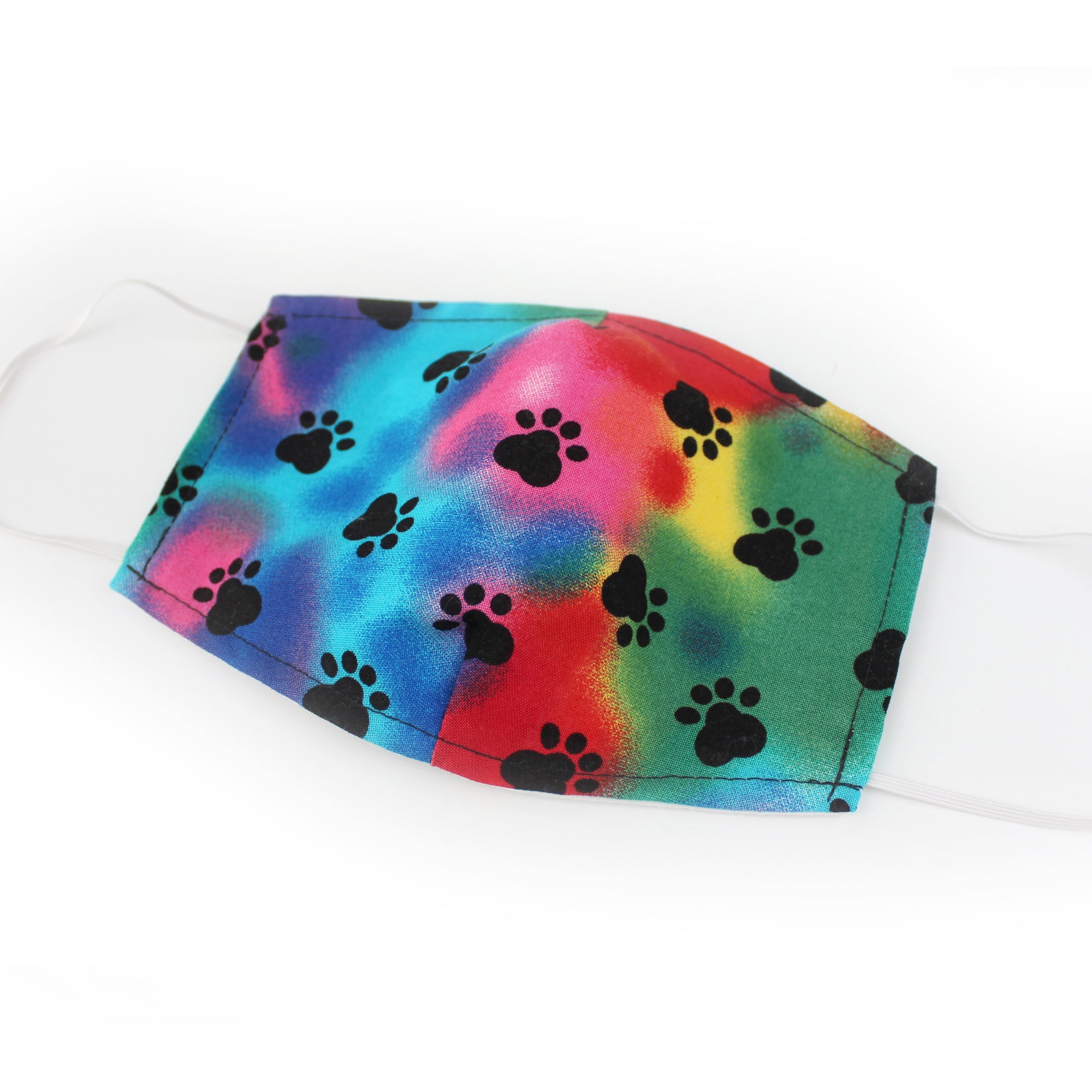 Rainbow Dog Paw Prints, 100% Cotton Basic Face Mask (no nose wire, no pocket)